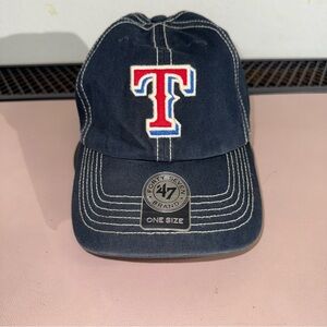 Texas Rangers ’47 Brand Adjustable Hat MLB Baseball Navy Blue One Size Genuine